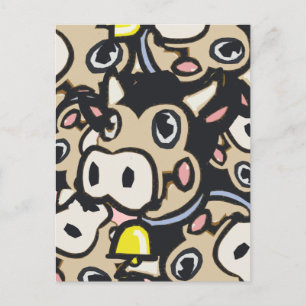 Kitschy Pop Art Dairy Moo Cow In Retro Style - Postcard
