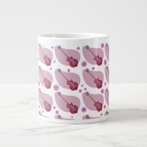 Kitschy Retro Fifties Guitar Boomerang Pattern Giant Coffee Mug