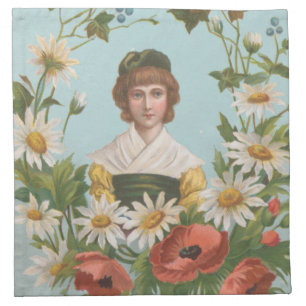 Kitschy Retro German Valentine's Card, 1884 Cloth Napkin