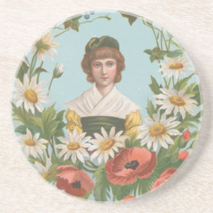 Kitschy Retro German Valentine's Card, 1884 Coaster