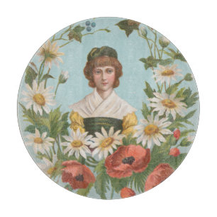 Kitschy Retro German Valentine's Card, 1884 Cutting Board