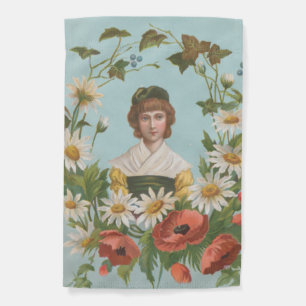 Kitschy Retro German Valentine's Card, 1884 Garden Flag
