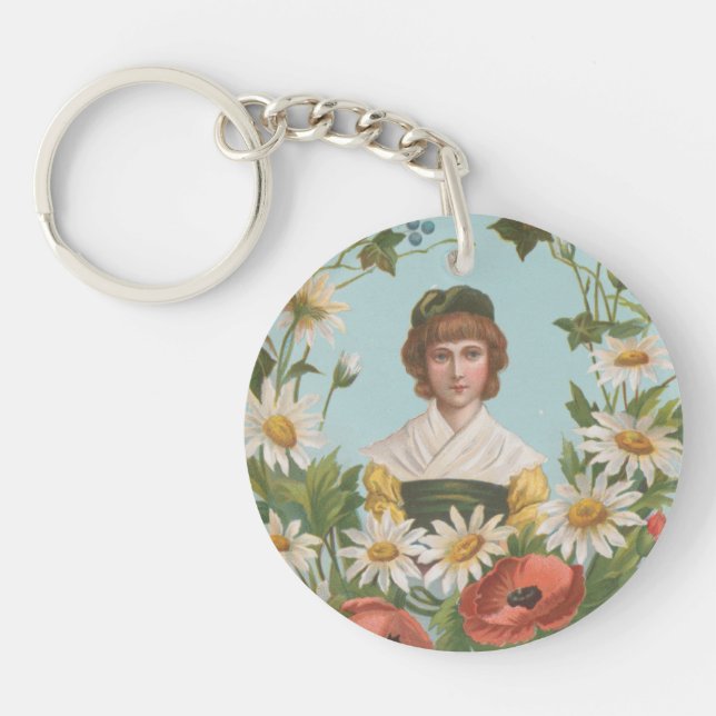 Kitschy Retro German Valentine's Card, 1884 Keychain (Front)