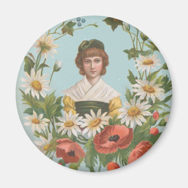 Kitschy Retro German Valentine's Card, 1884 Magnet (Front)