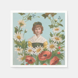 Kitschy Retro German Valentine's Card, 1884 Napkins