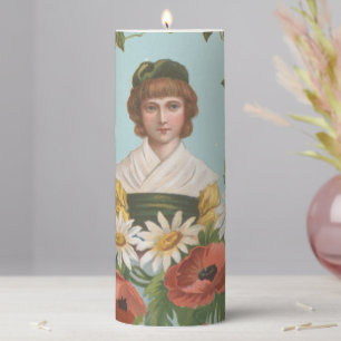 Kitschy Retro German Valentine's Card, 1884 Pillar Candle