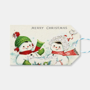 Kitschy Retro Snowmen Gift Tags
