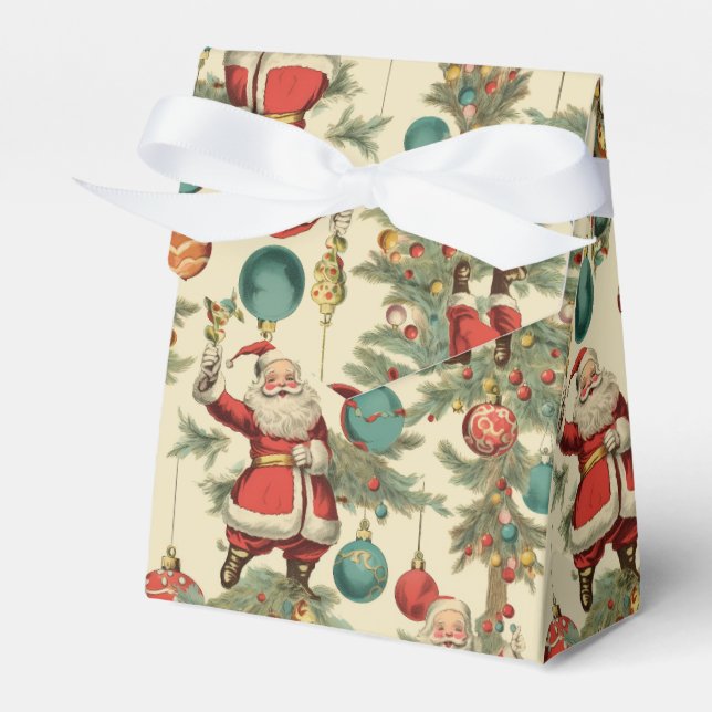 Kitschy Santa and Ornaments  Favor Boxes (Front Side)