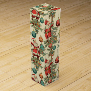 Kitschy Santa and Ornaments Wine Box