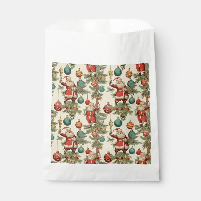 Kitschy Santa and Ornaments Wrapping Paper Favor Bag (Front)