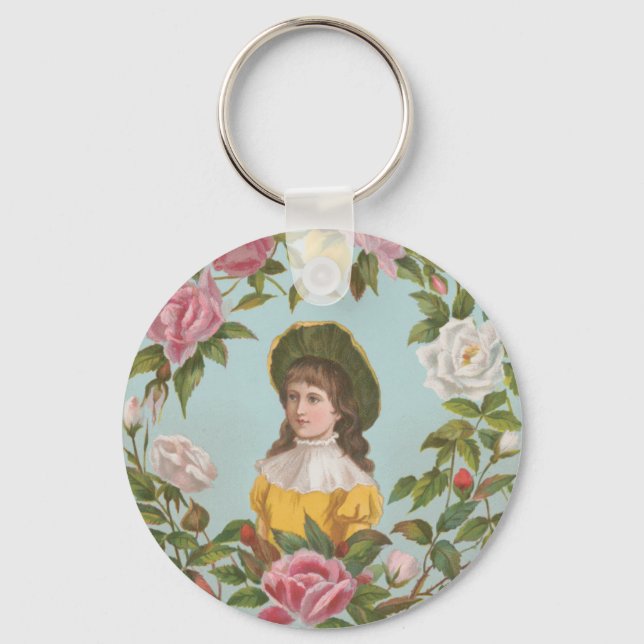Kitschy Vintage German Valentine's Card, 1884 Keychain (Front)