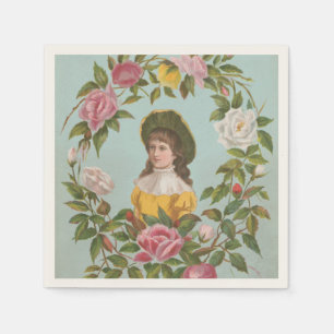 Kitschy Vintage German Valentine's Card, 1884 Napkins
