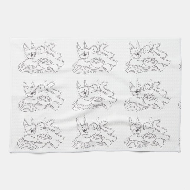 Kitsu Kitsa Cat Ukrainian Perogies Kitchen Towel (Horizontal)