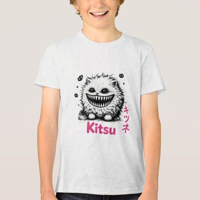 Kitsu - Soft Cat Energy Tri-Blend Shirt (Front)