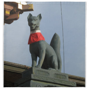 Kitsune キツネ (Fox) with Jewel in Mouth Cloth Napkin
