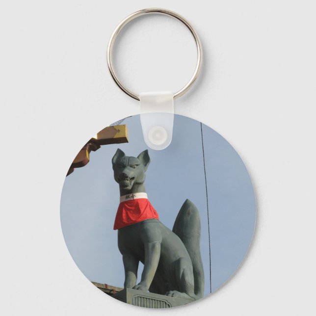 Kitsune キツネ (Fox) with Jewel in Mouth Keychain (Front)