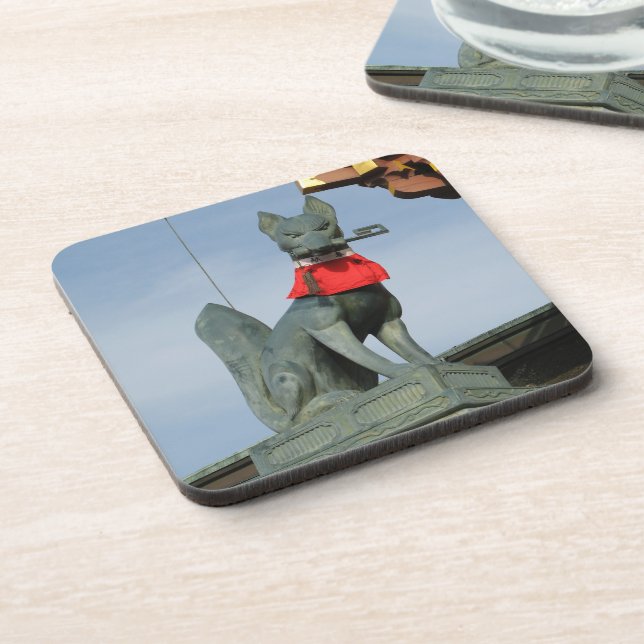 Kitsune キツネ (Fox) with Key in Mouth Beverage Coaster (Left Side)