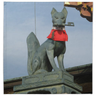 Kitsune キツネ (Fox) with Key in Mouth Cloth Napkin