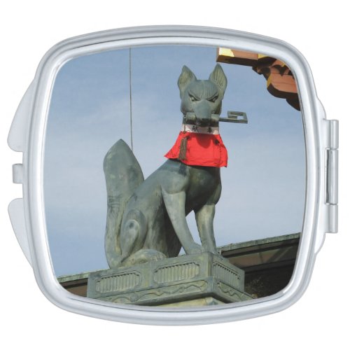 Kitsune キツネ Fox with Key in Mouth Compact Mirror