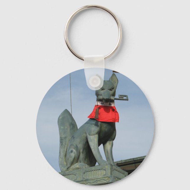Kitsune キツネ (Fox) with Key in Mouth Keychain (Front)
