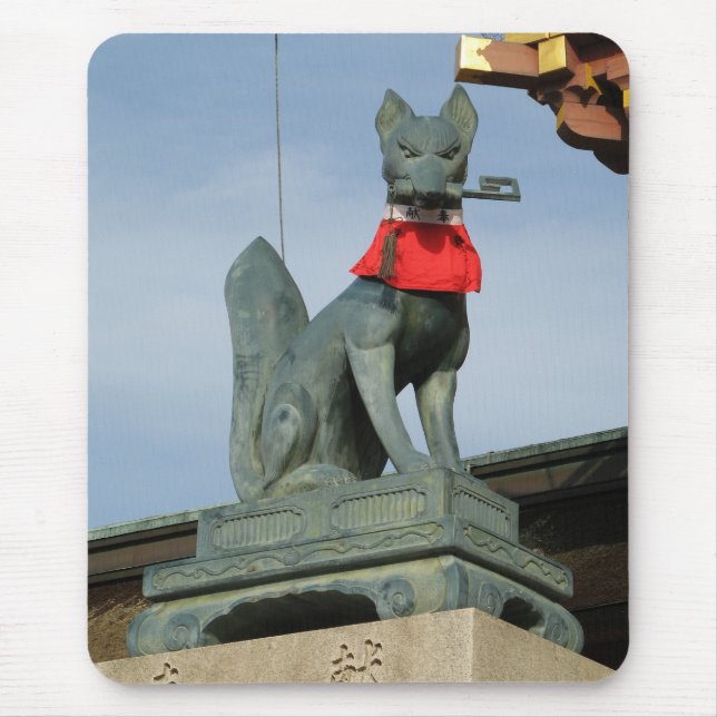 Kitsune キツネ (Fox) with Key in Mouth Mouse Pad (Front)