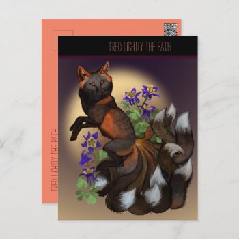 Kitsune And Columbine Flowers  Postcard by Shadowind_ErinCooper at Zazzle