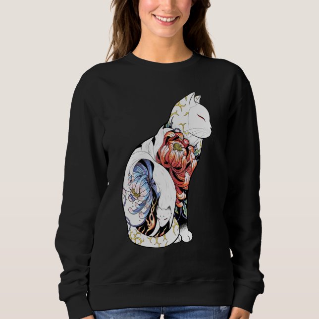 Kitsune Cat Tattoo - peony foxy Classic Sweatshirt (Front)
