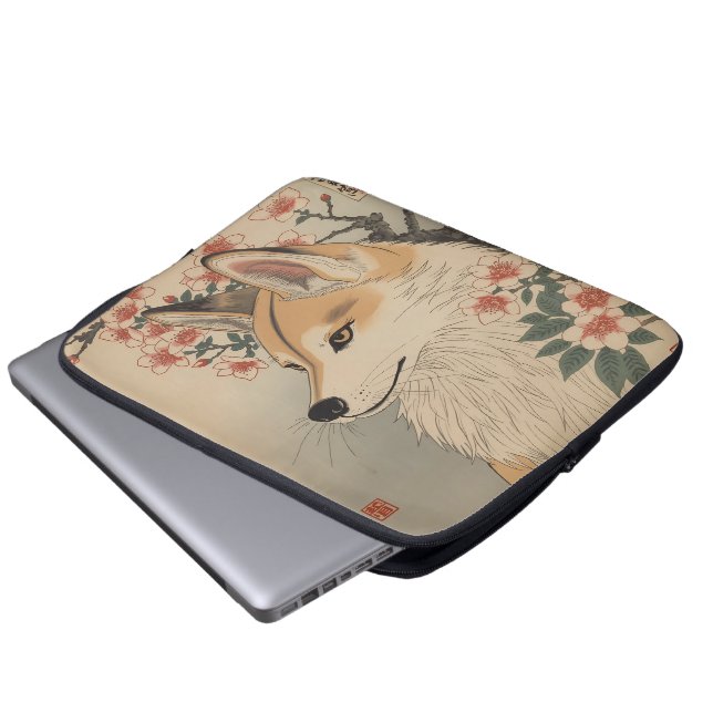 Kitsune & Cherry Blossom Laptop Sleeve (Front Bottom)