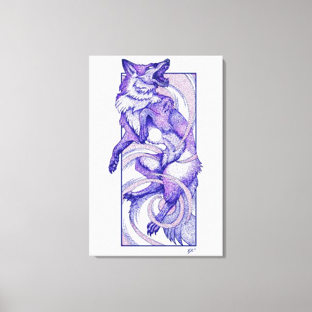 Kitsune Dotwork  Canvas Print (Front)