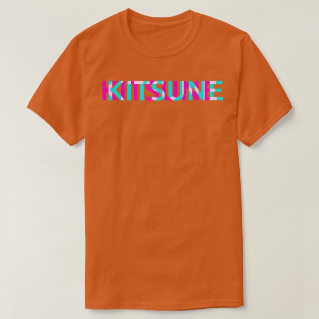 Kitsune Fox Japanese Glitch Anime Aesthetic Vaporw T-Shirt (Design Front)