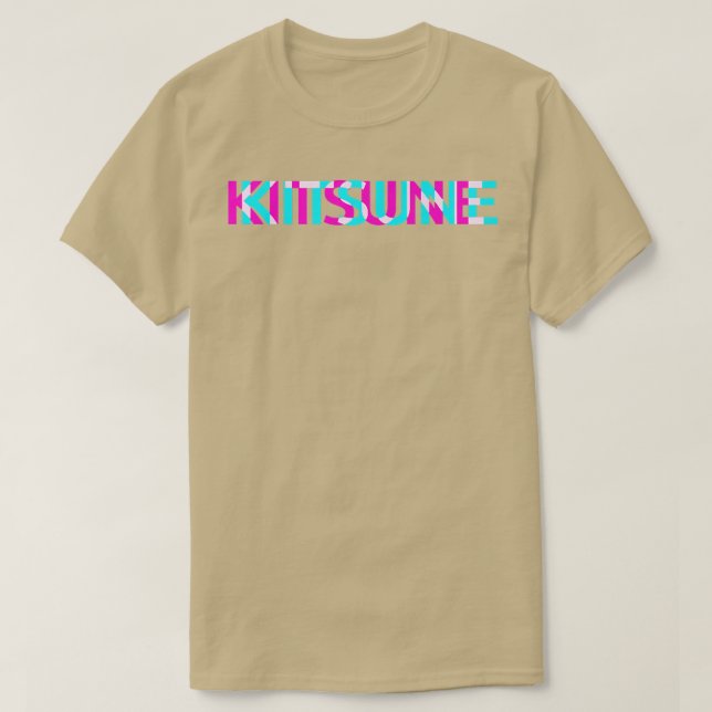Kitsune Fox Japanese Glitch Anime Esthetic Vaporw T-Shirt (Design Front)