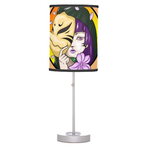 Kitsune Fox Mask Girl Table Lamp