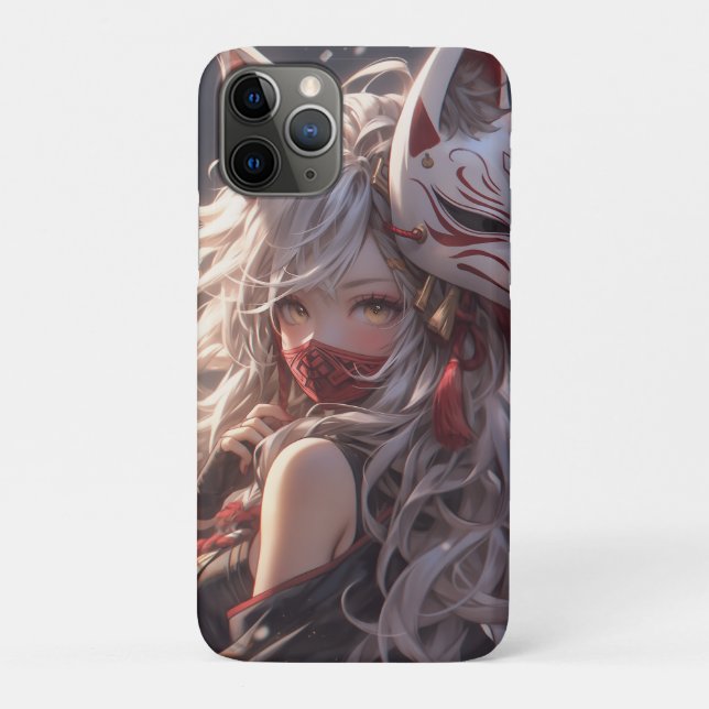 Kitsune Fox Mask Samurai Girl Japanese Case-Mate iPhone Case (Back)