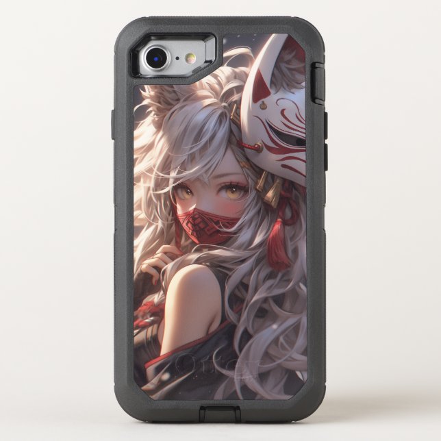 Kitsune Fox Mask Samurai Girl Japanese Otterbox iPhone Case (Back)