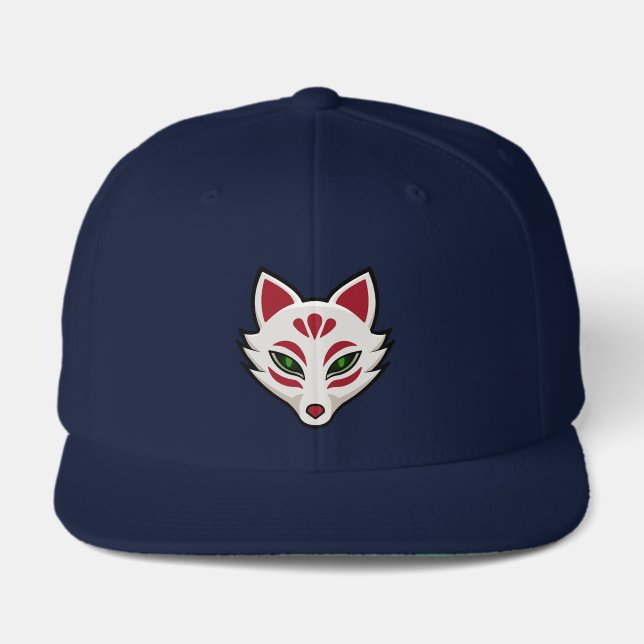 Kitsune Fox Mask Snapback Hat (Front)