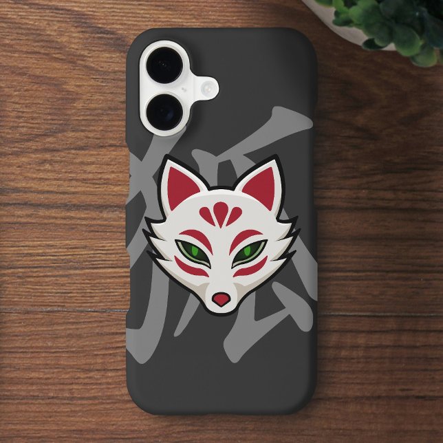 KITSUNE Fox Mask- Street Art Case-Mate iPhone Case (Haunted Kitsune Mask iPhone 17 Case- Desk View)