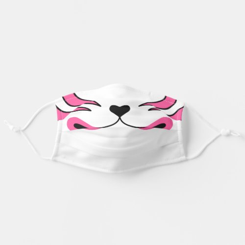 Kitsune Fox Pink White Japanese Cartoon Mouth Adult Cloth Face Mask