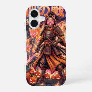 Kitsune Fox Samurai & Fire Pumpkins iPhone 16 Case