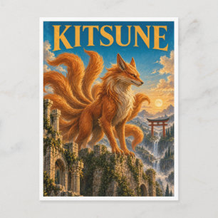 Kitsune, Gothic Fantasy Monster Postcard