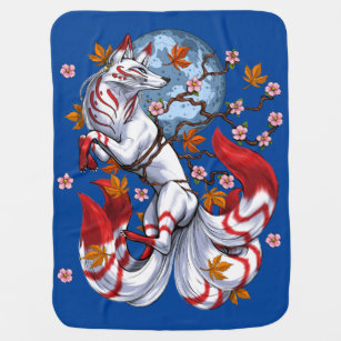 Kitsune Japanese Fox Baby Blanket