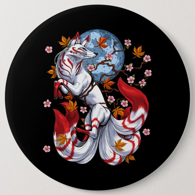 Kitsune Japanese Fox Button (Front)