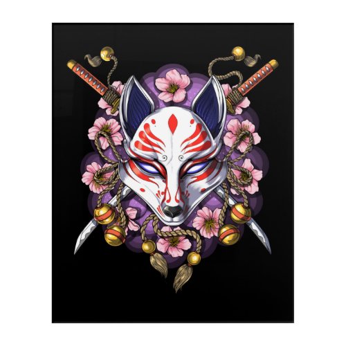 Kitsune Japanese Fox Mask Acrylic Print
