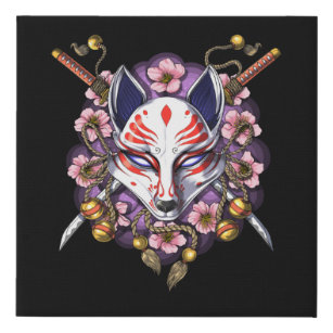Japanese Aesthetic Kitsune Fox Mask Art Art Board Print for Sale by  EchoLotus