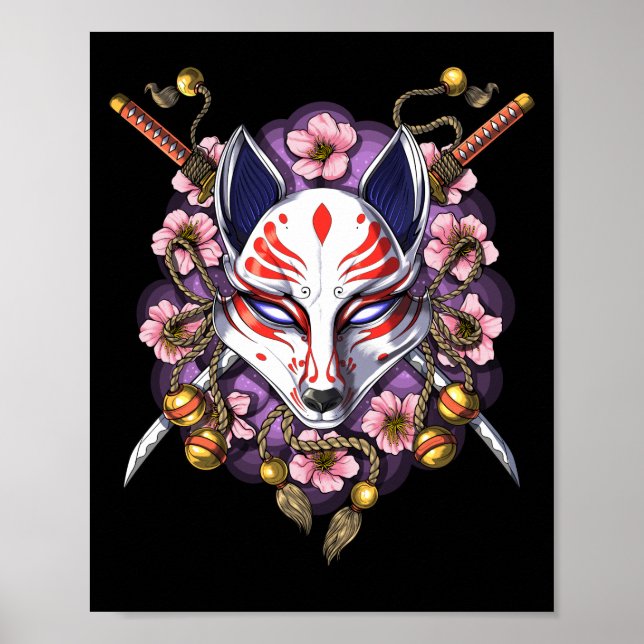 Kitsune Japanese Fox Mask Poster (Front)