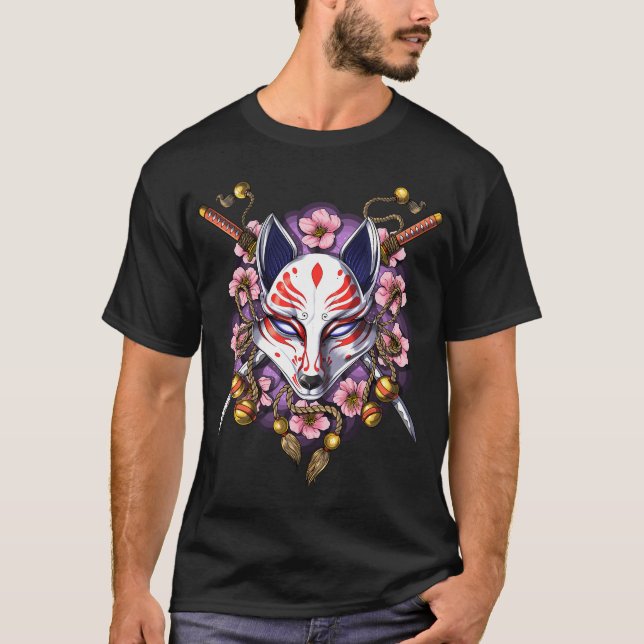 Kitsune Japanese Fox Mask T-Shirt (Front)