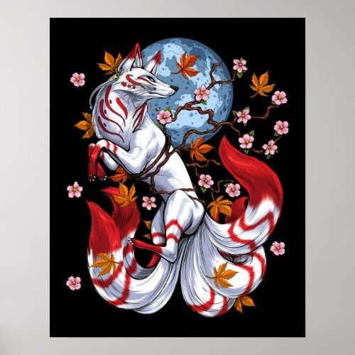 Kitsune Japanese Fox Poster