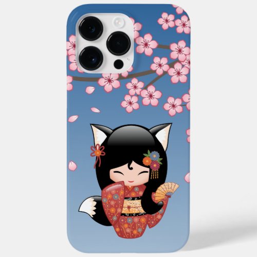Kitsune Kokeshi Doll _ Black Fox Geisha Girl Case_Mate iPhone 14 Pro Max Case