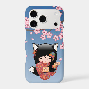 Kitsune Kokeshi Doll Black Fox Geisha Girl Iphone 18 Pro Case