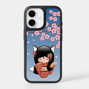 Kitsune Kokeshi Doll Black Fox Geisha Girl iPhone 17 Case