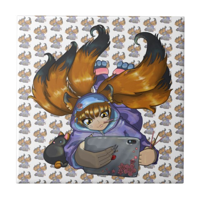 Kitsune Life Ceramic Tile (Front)